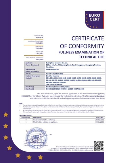CE Certificate for Block Ice Machine